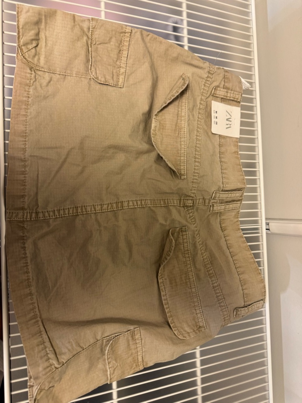 Zara Beige Utility Cargo Mini Skirt
